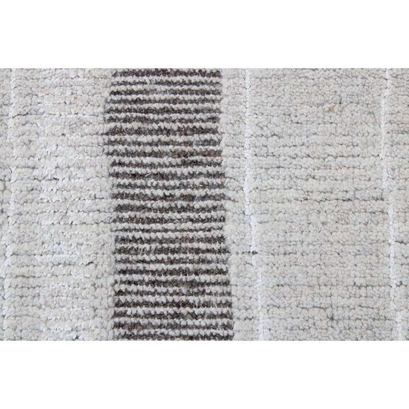 Tapis en laine / viscose noué à la main en noir / gris / blanc, Rectangle 9 pi x 12 pi