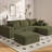 27.55'' Inch Oversized Ottoman For Couch, Corduroy Upholstered Footrest With Compressed Memory Foam, Modular Sectional Cloud Pouf, No Assembly Required, DIY Combination, Green-1072832057