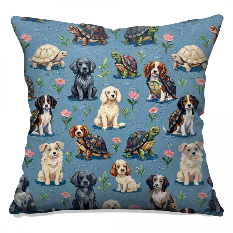 Coussins Dogs Turtles Flowers, 20 x 20 pouces