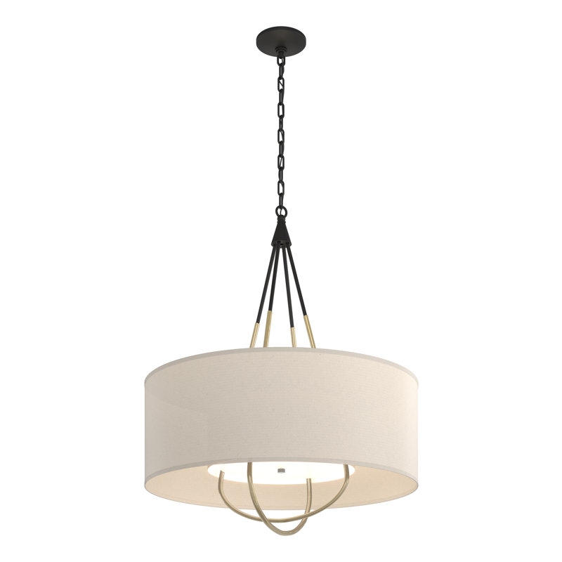Loop 4 - Light Chandelier, Modern Brass, Natural Anna, Black