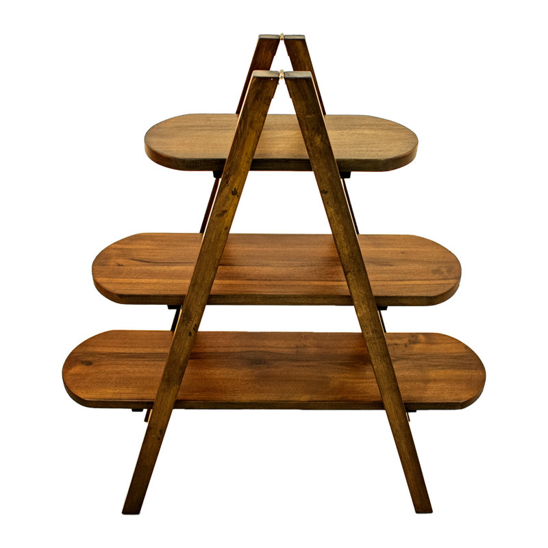 Breaux 130cm H x 110cm W Solid Wood Ladder Bookcase, (3 Shelves) 120cmH x 96cmW x 34cmD