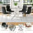 36" Square Glass Dining Table Set, Modern Stainless Steel Cross-Leg Base With 4 Velvet Upholstered Chairs-1107086988