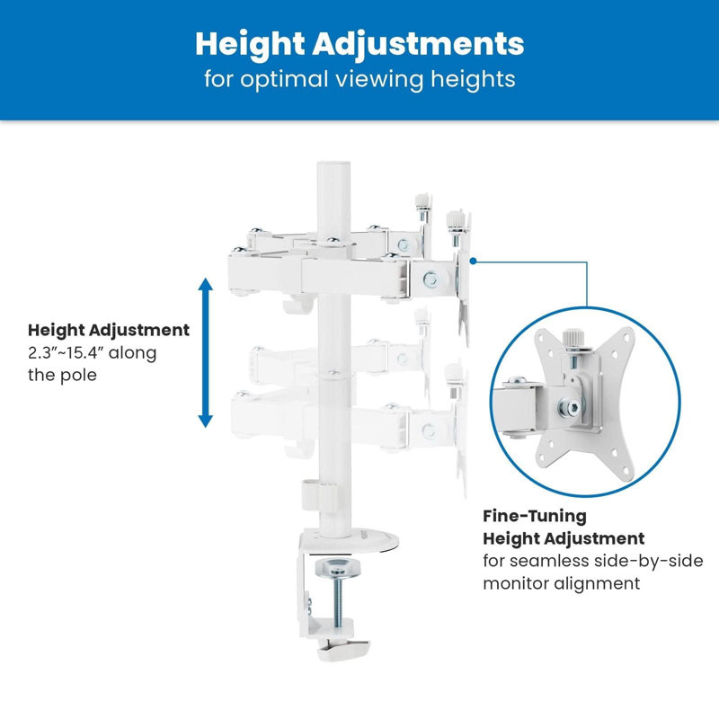 Full Motion Dual Monitor Desk Mount for Monitors 17" - 32", White