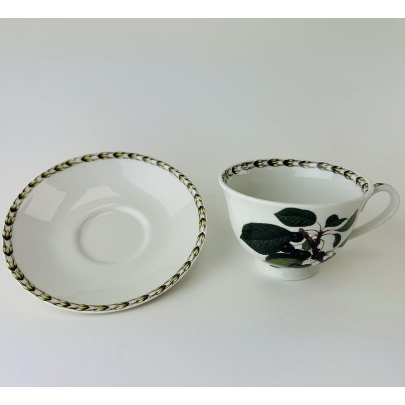 Victoria Bella, ensemble de 6 tasses à café en porcelaine tendre et soucoupes dans le motif de fruits Hookers, cerise