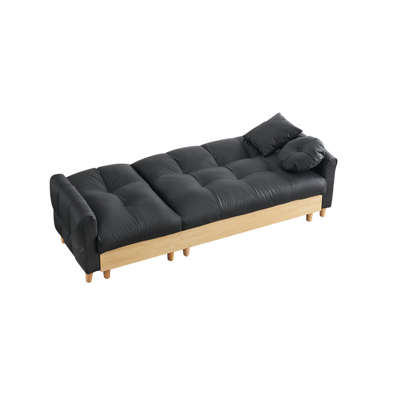 Canapé-lit à 3 places avec technologie Locker, Similicuir noir, H 32,5 po x l 84,65 po x P 41,73 po, 3