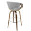 Tabouret de bar 30 po Mid-Century à hauteur fixe pivotant en bois de noyer et tissu gris-56949441