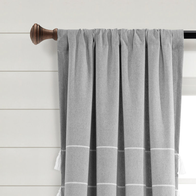 Paire de rideaux semi-transparents avec passe-tringle , Gris clair, L 42 po x L 84 po