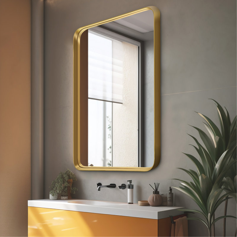Miroir mural Aubriona, 38 po x 26 po, Doré