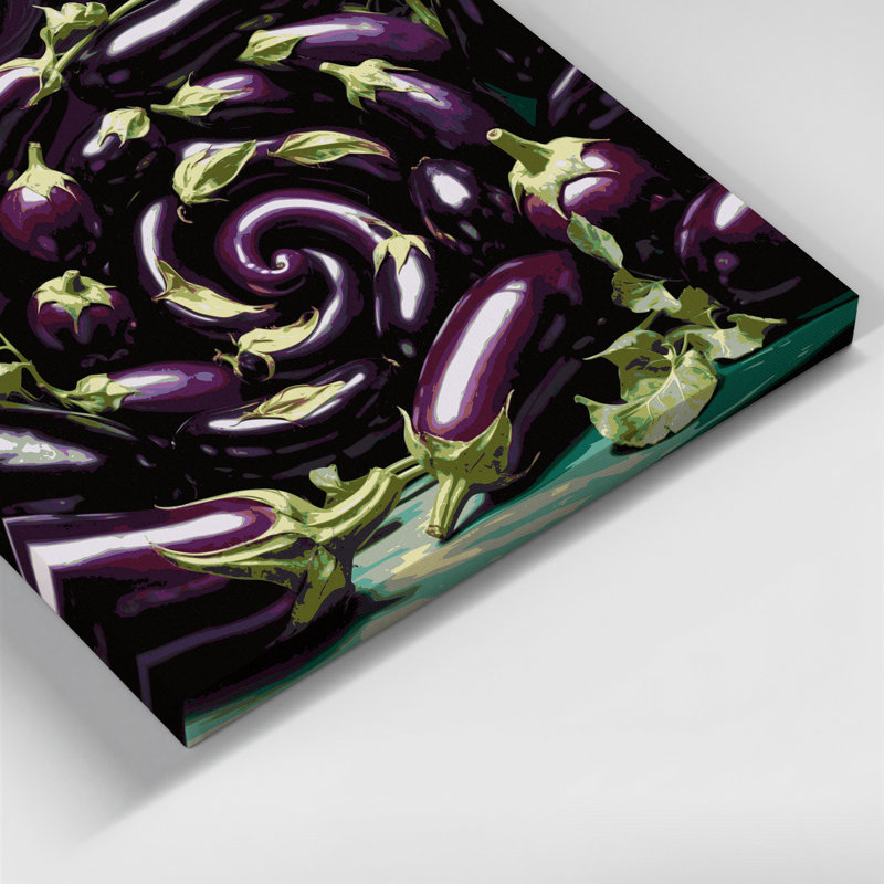 Légumes, aubergine, globe, toile mauve, art mural, H 12 po x l 12 po