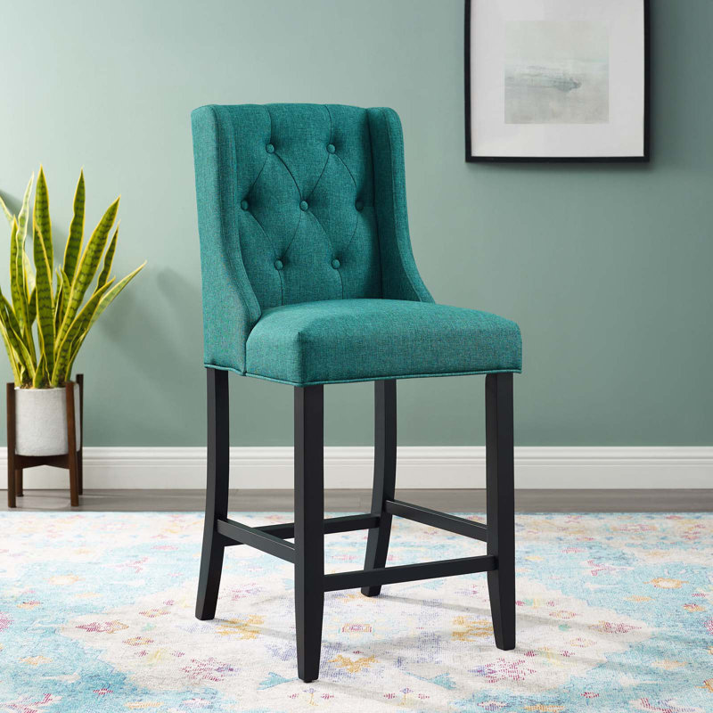 Tabouret Modway Baronet, Tissage bleu sarcelle, Tabouret de comptoir (siège d'une hauteur de 26,5
