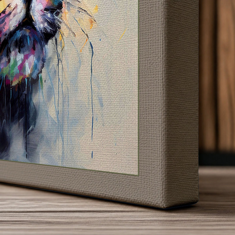 Lioness in Colour Modern 1 Piece Wrapped Canvas Wall Art, 24x16 - 61.0 x 40.6 cm, Taupe Border