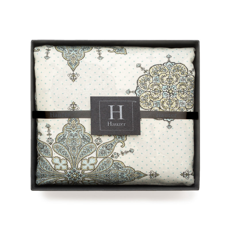 Ensemble de draps rétro imprimé médaillon 100% coton , Grand, Vert / Sarcelle