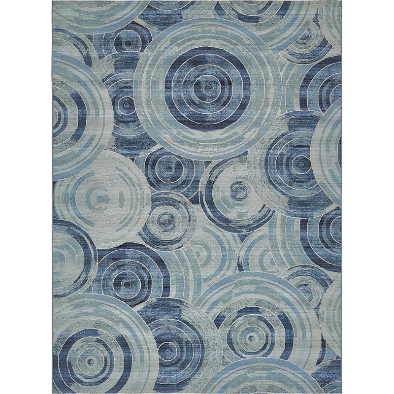 Tapis intérieur / extérieur bleu clair Deweese, Rectangle 8 pi x 11 pi 4 po