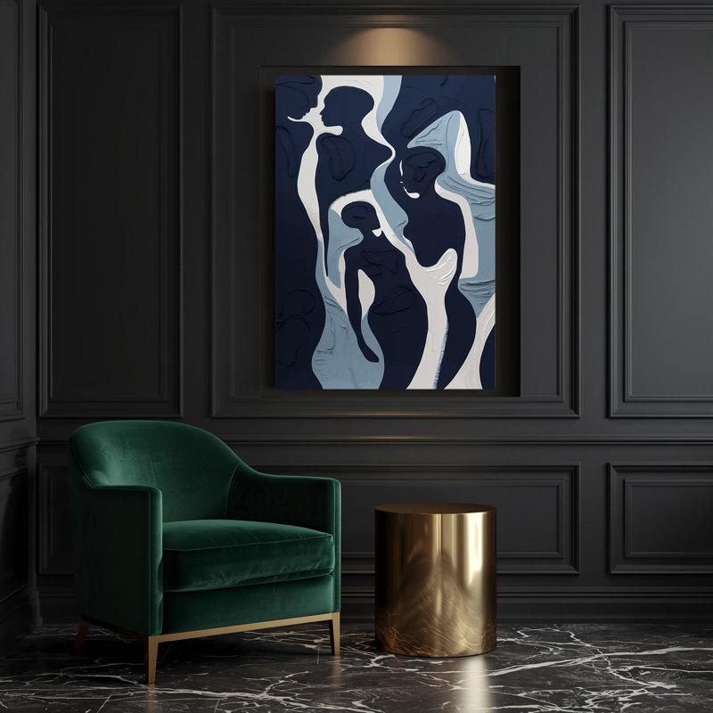 Abstrait art figuratif sur toile 1 gris, H 14 po x l 11 po
