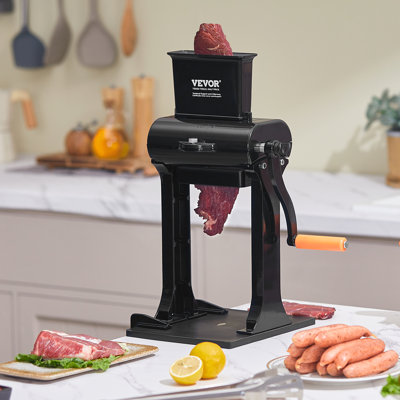 Attendrisseur de viande professionnel, ouverture d'alimentation de 14,7 cm pour bœuf, machine robuste en acier inoxydable, outil de cuisine manuel simple et rapide à utiliser, convient pour la dinde, le poulet, le porc, le steak et le poisson.