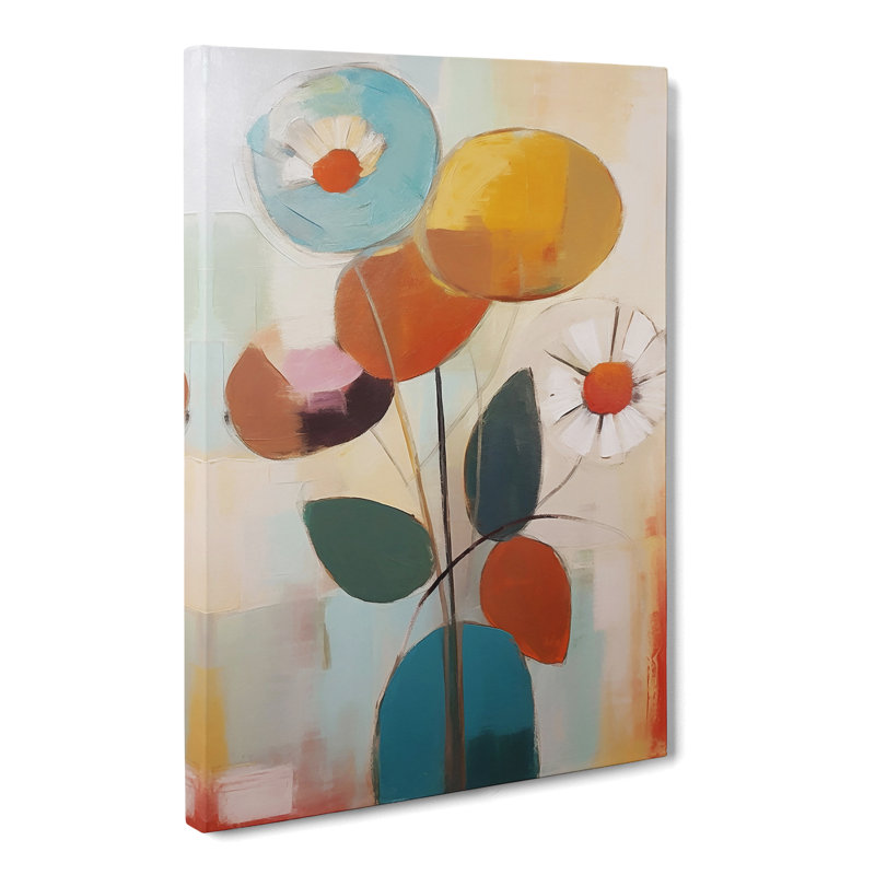 Modern Flowers Mid Century Vol.2 - Wrapped Canvas, 76cm H x 50cm W x 3cm D
