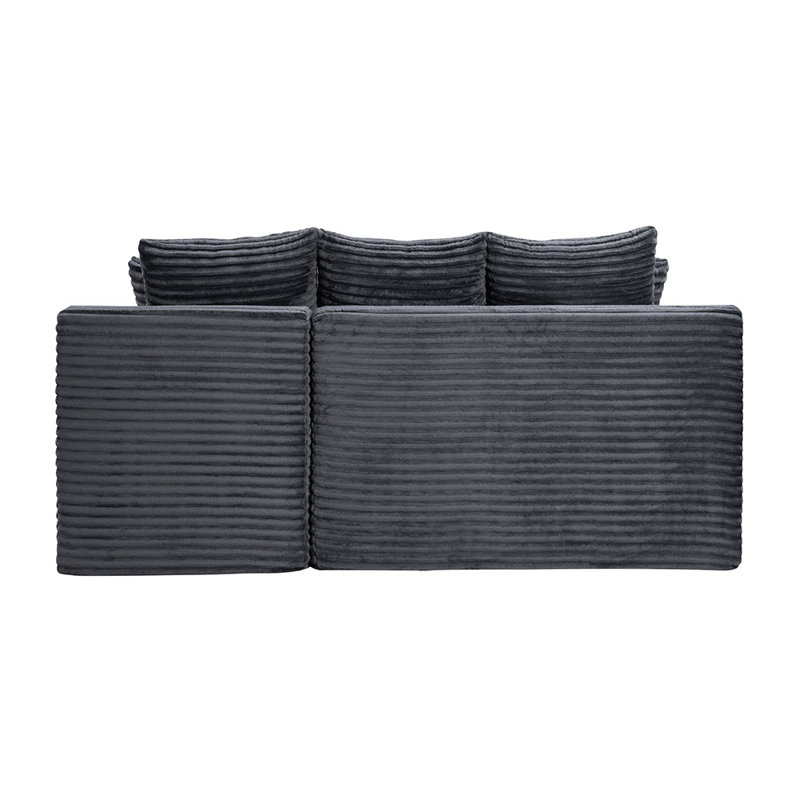 Canapé modulaire à compression (gris), Velours côtelé gris, Orienté à droite