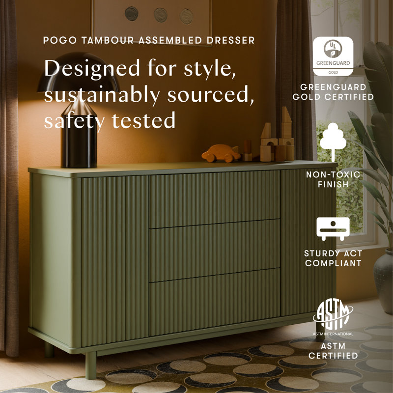 Pogo Tambour Assembled Dresser, Olive