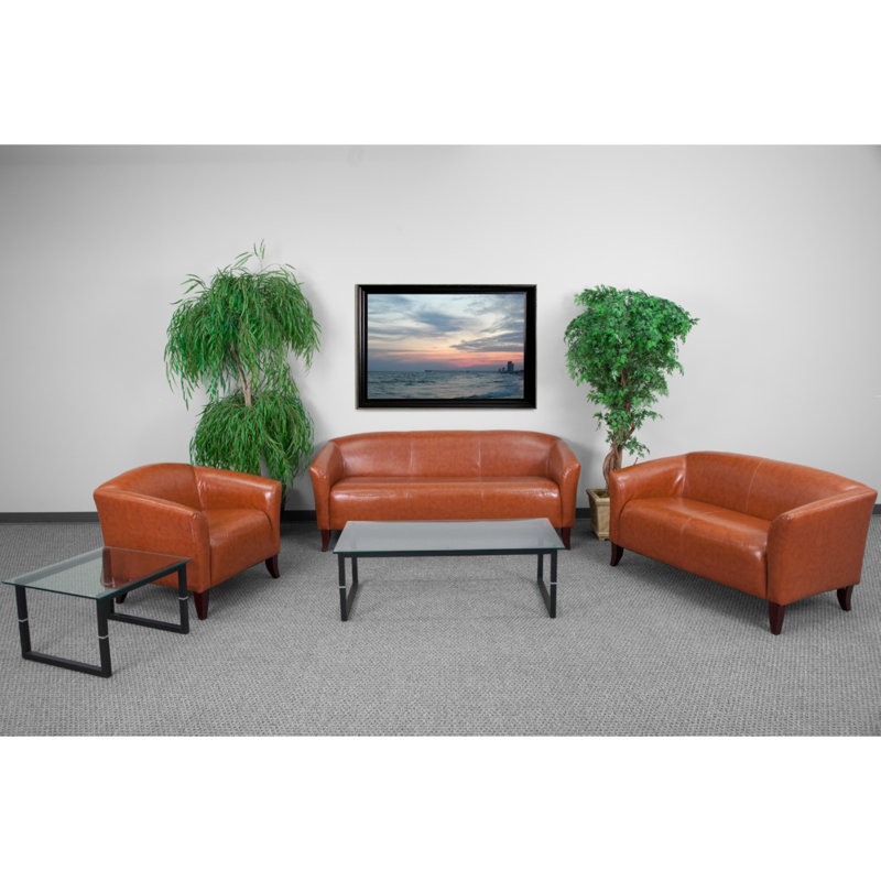 Cognac LeatherSoft Contemporary Reception Furniture Set