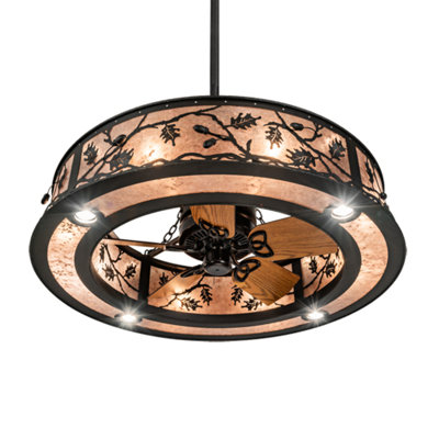 Oak Leaf and Acorn Outdoor Downrod Ceiling Fan