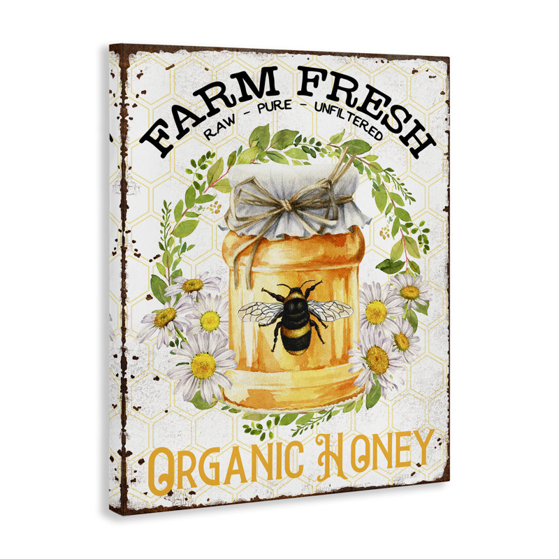 «Farm Fresh Organic Honey», art mural sur toile par Creatif Belle bp-583_CN, H 30 po x l 24 po