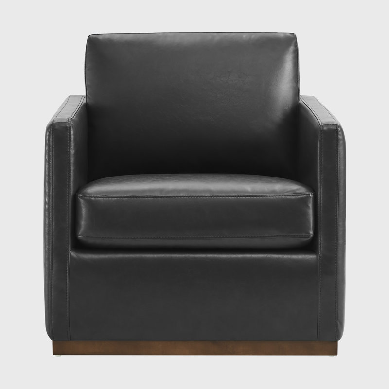 Fauteuil pivotant large Assiatou, Similicuir grainé noir