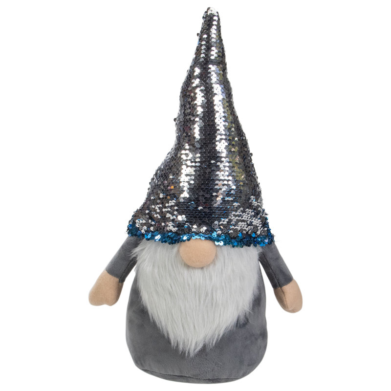 Décoration de Noël en forme de GNOME avec paillettes bleu et argent 17 "