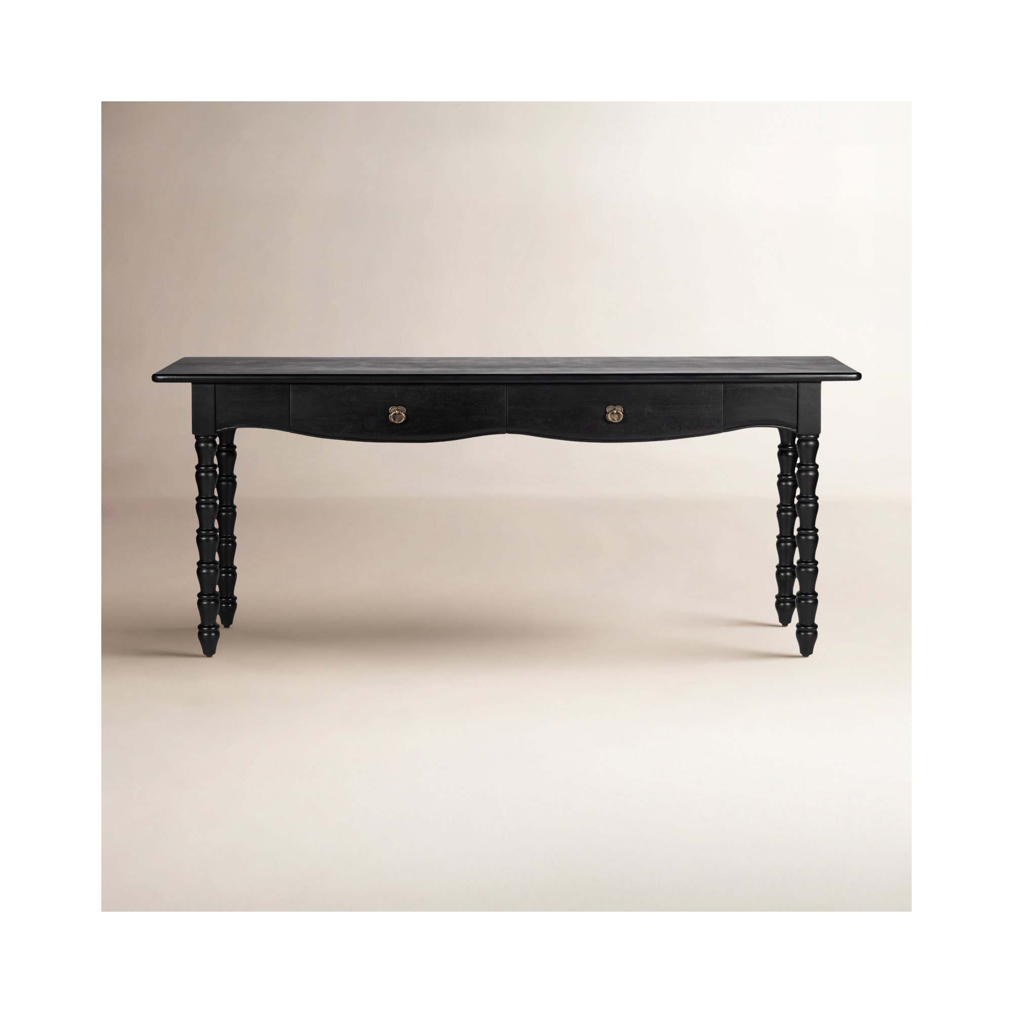 Isabel Spindle 2-Drawer Console Table, 24'' H X 24'' W X 76'' D, Black