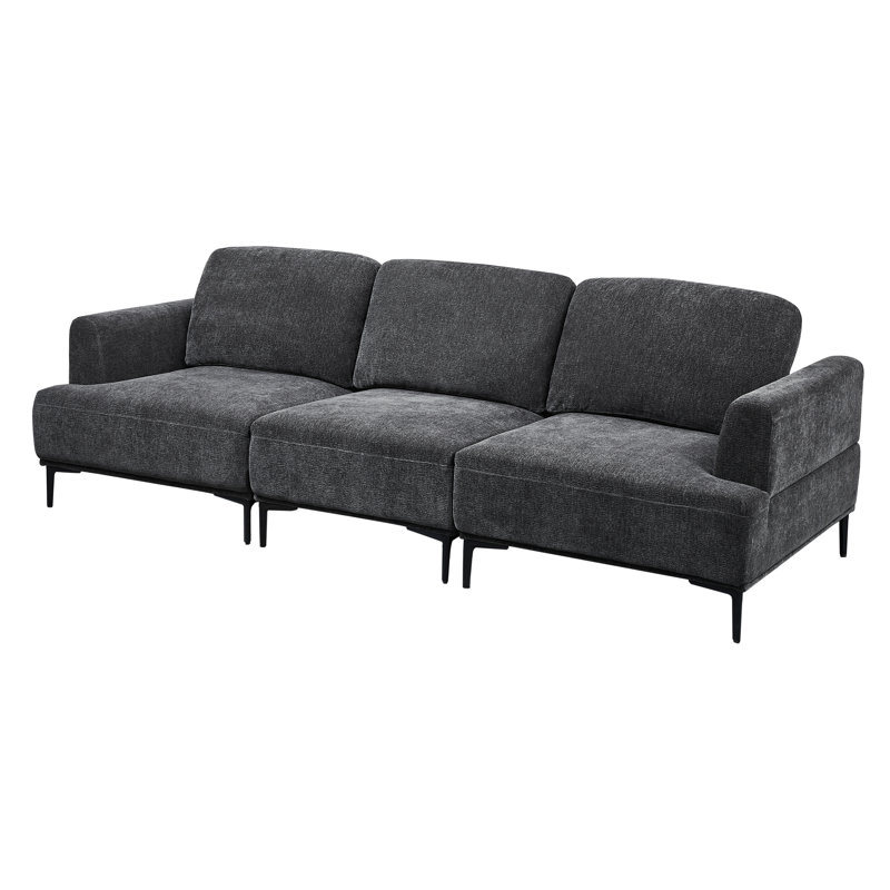 100" Upholstered 3 Seater Sofa, Gray