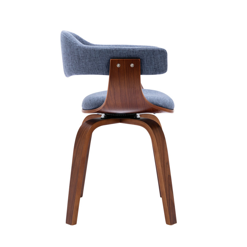 Fauteuil pivotant rembourré en tissu Alamgir, Bleu