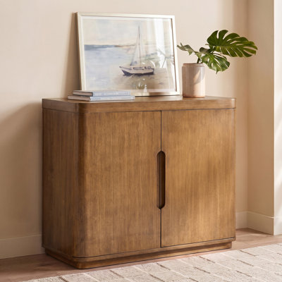 Waynesville 36"W 2-Door Modern Oak Wood Cabinet with Adjustable Shelves