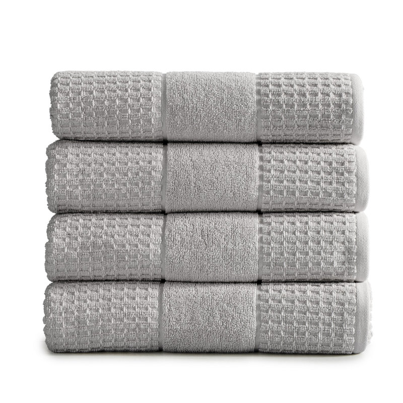 Ensemble de serviettes 4 pièces 100% coton Aneko, Gris clair