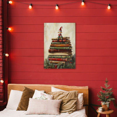 Toile de bibliothèque de Noël Elf, par Petal Prints Design