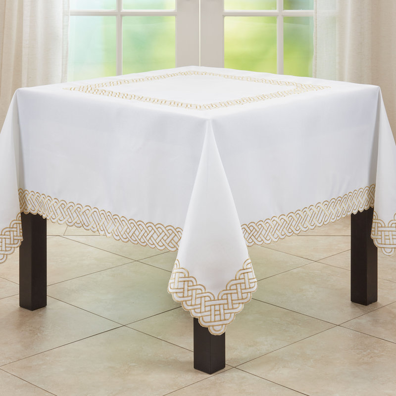 Nappe avec broderie tressée, Or, 70 po x 70 po