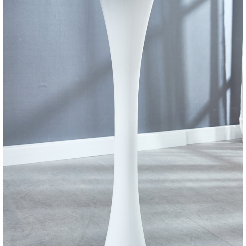 Table de salle à manger de style tulipe blanche avec plateau rond en MDF, table de salle à manger à piédestal et table basse