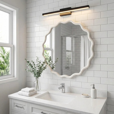 Bohemian Round Wood Framed Decorative Wall Mirror