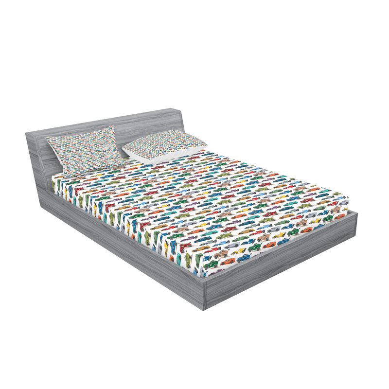 Multicolore drap-housse et coussin décoratif Ambesonne, Ensemble de draps pour très grand lit californien