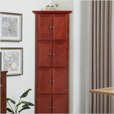 Armoire de rangement de 72 po avec 8 portes, armoire de coin à 4 niveaux et tablettes, armoire de bibliothèque pour la salle de bain, le salon et la cuisine