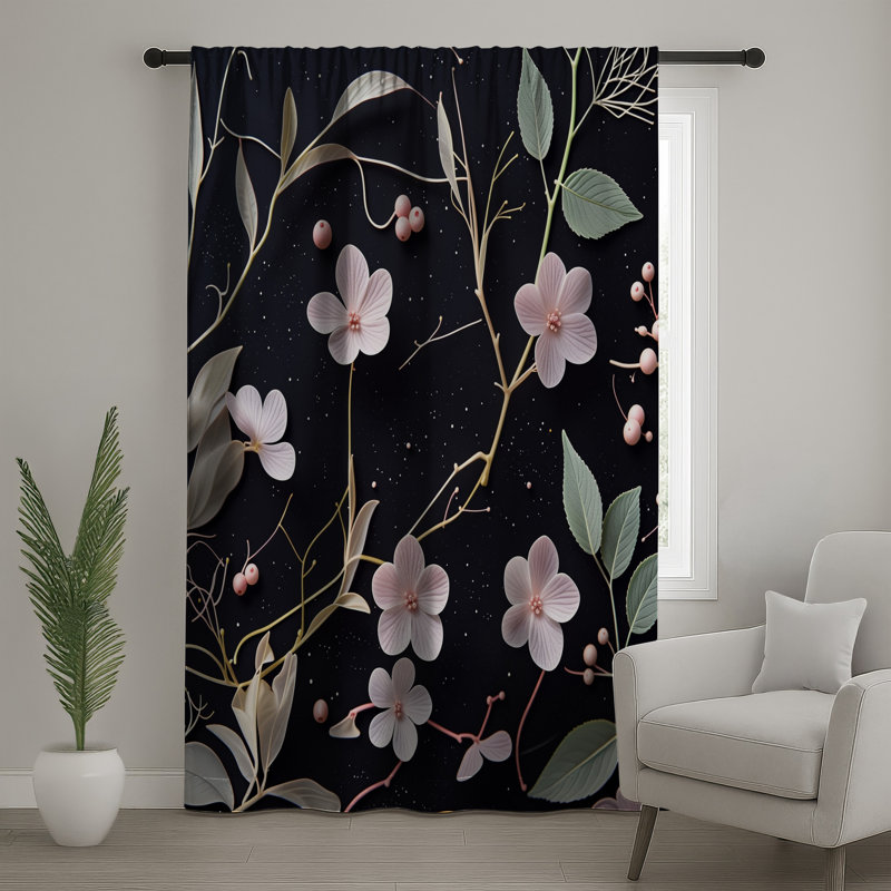 Rideaux floraux, voilages et voilages à motif floral - 1 panneau, Blockout, 50" x 92" - 1 Panel