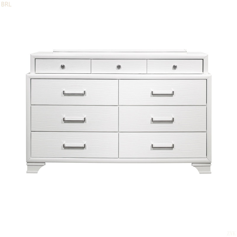 Unité avec finition texturée et quincaillerie métallique, Blanc