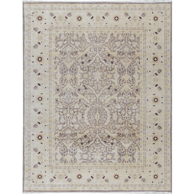 Wool Oriental Area Rug in Taupe/Ivory