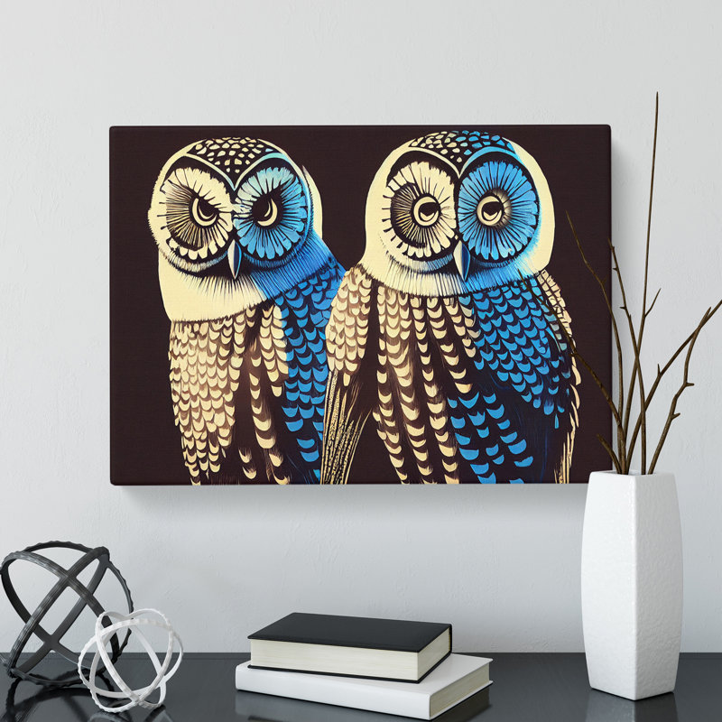 Owl Illustration - Wrapped Canvas, 50cm H x 76cm W x 3cm D