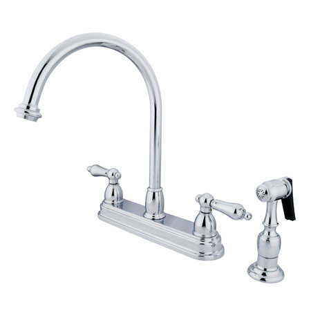 Kingston Brass Restoration Two-Handle 4-Hole 8" Centerset Kitchen Faucet with Side Sprayer Kingston Brass 