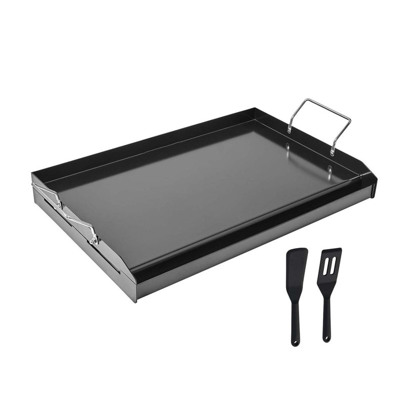 Plaque de cuisson en acier au carbone avec poignées amovibles, 61 x 41 cm, universelle, pour barbecue à gaz et camping