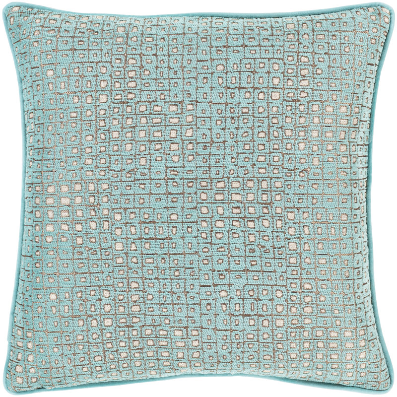 Coussin Basaldua, Aigue-marine, 22 po x 22 po, Pas de bourre