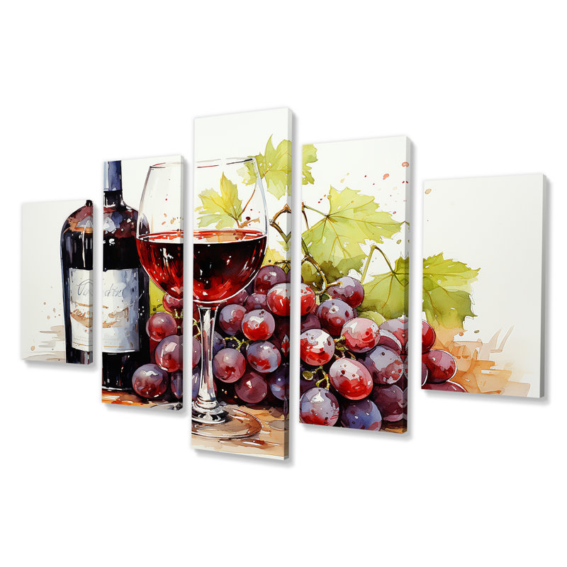 «Sweeping Burgundy Cabernet Wine I», art mural multi-panneaux