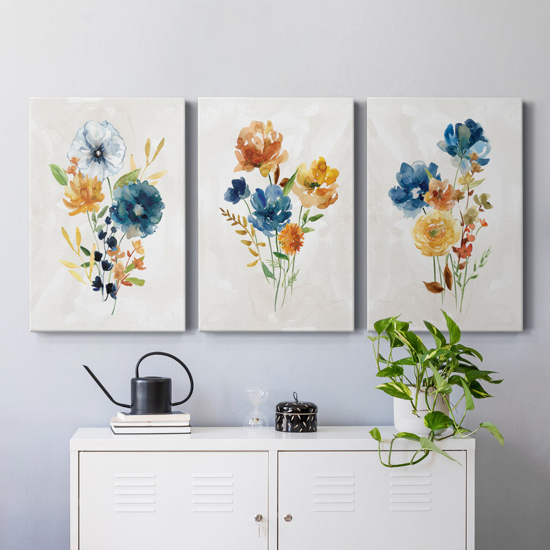 " Summer Sprig I " 3 - Pieces, 12" H x 24" W x 1" D