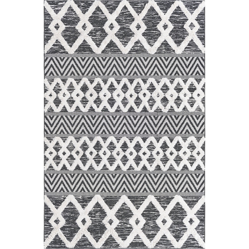 Jordalier Cotton Geometric Indoor Rug, Rectangle 5'3" x 8'