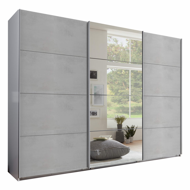 Lerone 3 Door Manufactured Wood Wardrobe, White/Grey