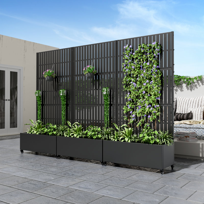 Metal Planter Box, Black, 182.9cm H x 88.9cm W x 40.6cm D